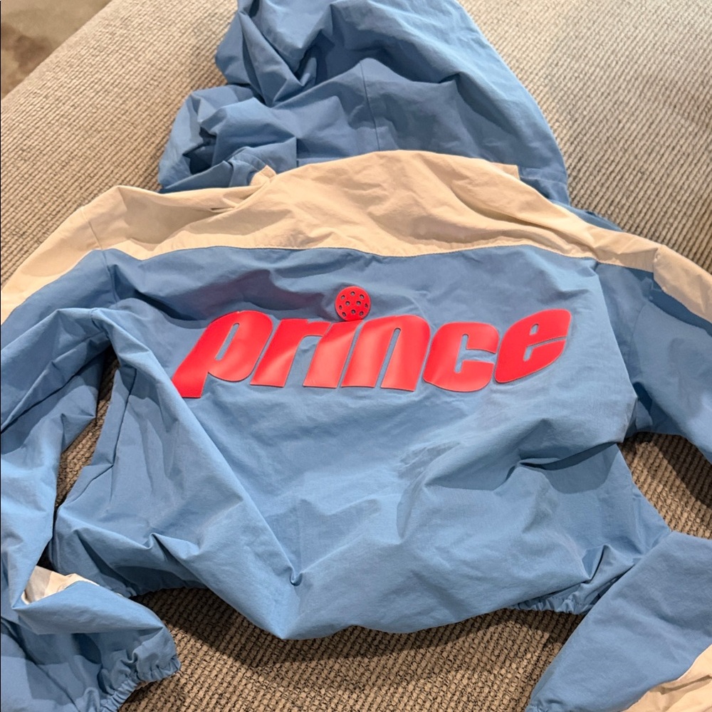 NWOT Prince Cropped Light Blue Tennis Hooded Pickleball Jacket Lightweight Baggy